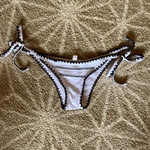 White Bikini Bottoms with Black Stitching